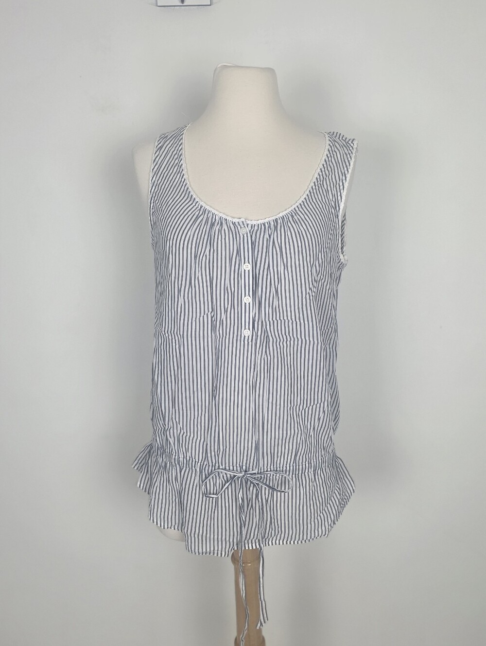 Loft Blue Stripe Sleeveless Top Medium